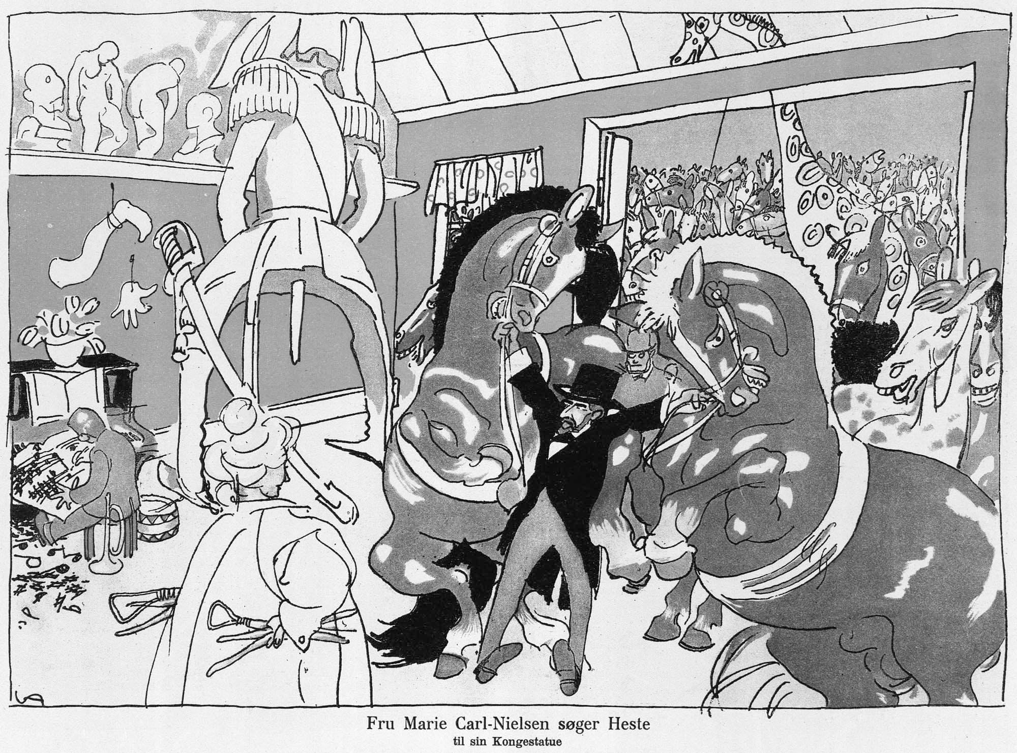 Billedhuggerinden og komponisten i Blæksprutten 1913.